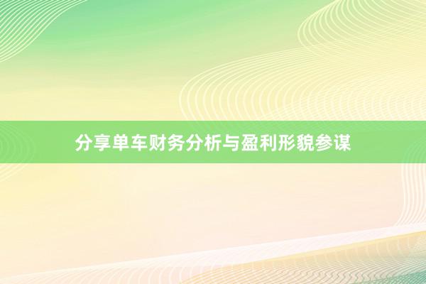 分享单车财务分析与盈利形貌参谋
